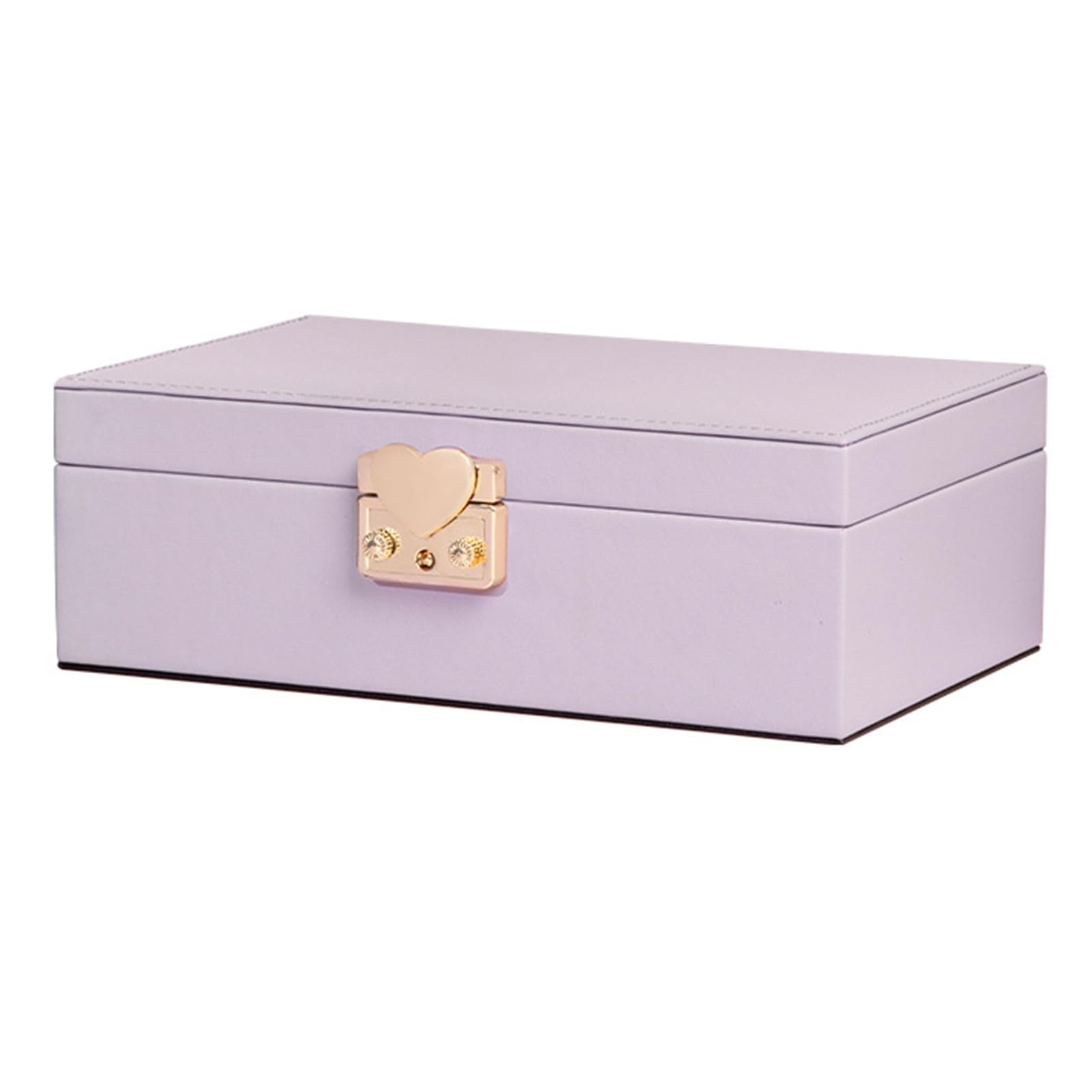 SDFSDE Jewelry Organizer Box PU Leather For Women With Lock 2 Layer Storage Case For Necklace Earring Ring Bracelets(Purple)