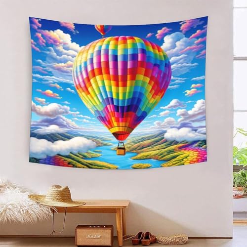 Tapisserie murale montgolfière 3D KAYZTGSDA en polyester doux pour salon, 180x230 cm