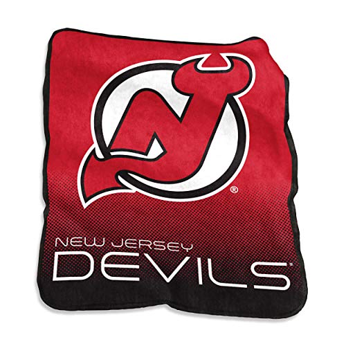 NHL New Jersey Devils Plush Raschel Throw with Large Logo Blanket, Multicolor, 50