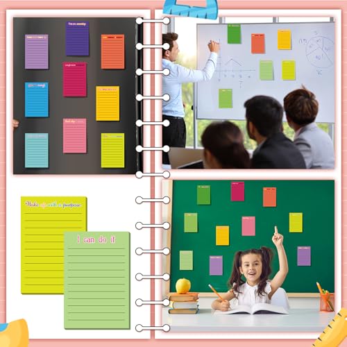 Notes adhésives colorées Yinder avec lignes pour le bureau et l'école
