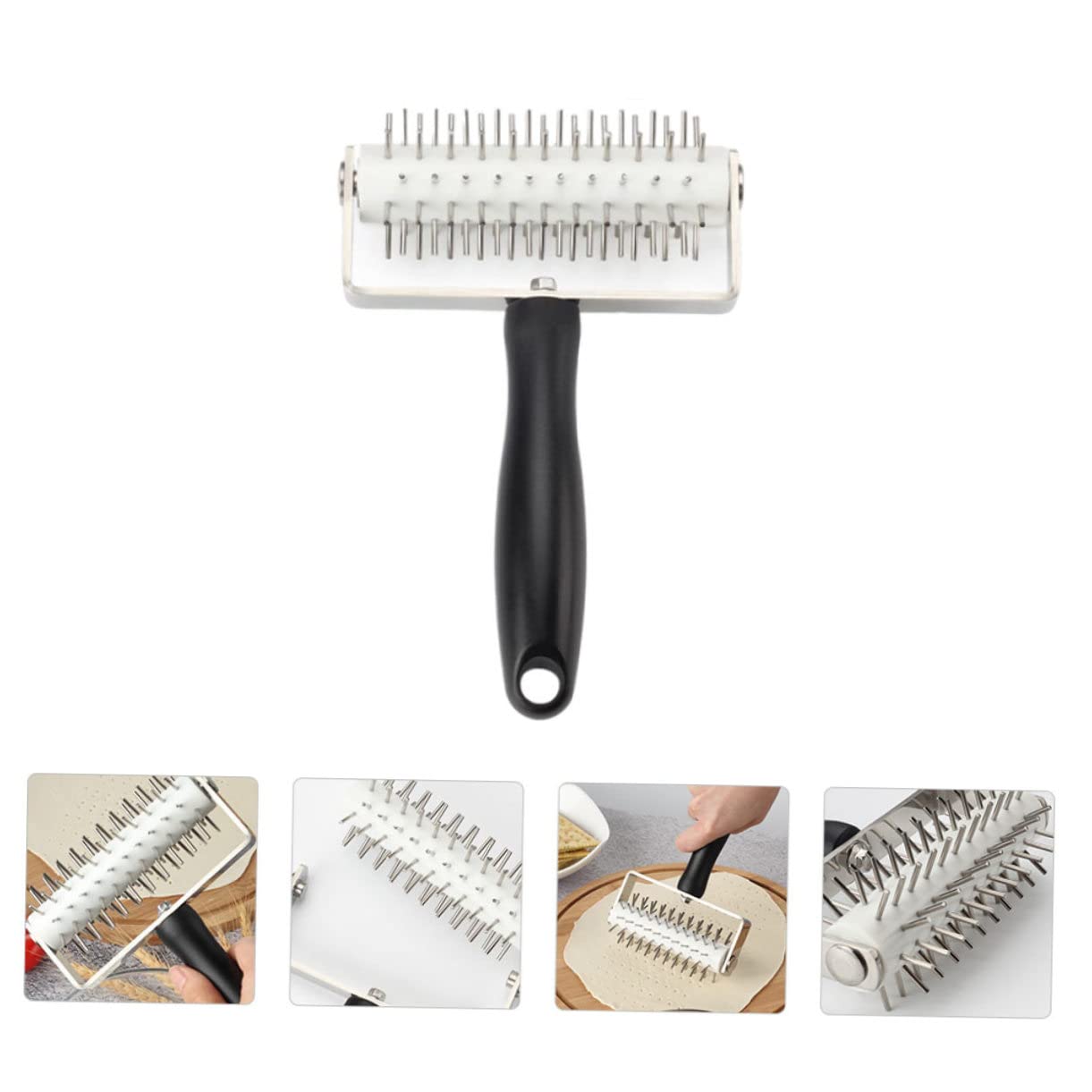 Rullo per Impasto Pizza in Acciaio Inox Nero, 1 Pezzo