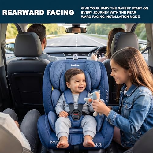 Image of Baybee Convertible Infant Car Seat for Baby 0 to 12 Years with 3 Position Recline, Headrest Height Adjustable | ECE R44 /04 Safety Certified | Travel Baby Car Seat for Toddlers Kids (Blue)