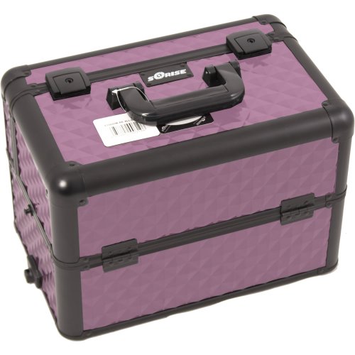 Sunrise Ognissanti Heavy Duty Makeup Case Professional Nail Travel Organizer Box, Purple Diamond, 7 Pound