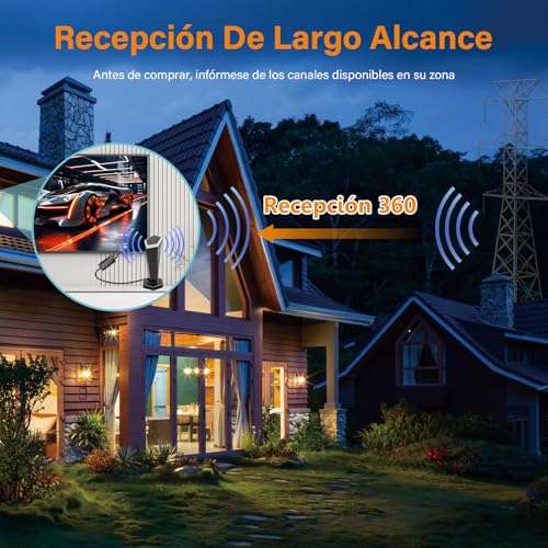 Miniatura 6 de Antena Tv Interior,Antena Tv Interior Potente, Antena Tdt Portátil Con Base Magnética Fuerte - Recepción 360 Omnidireccional, Cobertura 500km Para Canales Gratuitos 4k 1080p
