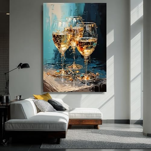 Tableau verre à vin blanc prêt à accrocher déco murale bar - 2