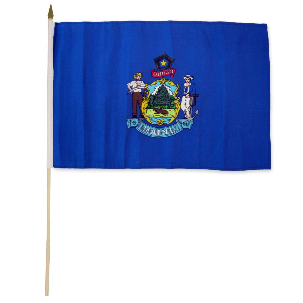 Flags Importer Maine State Dozen 12x18” Stick Flags, Multicolor