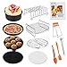 Genround Zestaw 12 akcesoriów do frytkownicy na gorące powietrze, forma na ciasto, talerz do pizzy, metalowy stelaż, grill do 5,3-7,9 l, do Phillips, Princess, Tristar, z książką kucharską (20 cm)
