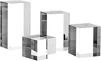 KCGANI Clear Polished Acrylic Cube Photo Props, 4pc Transparent Display Blocks for Jewelry Cosmetics Crafts Photography (2x2in Base)