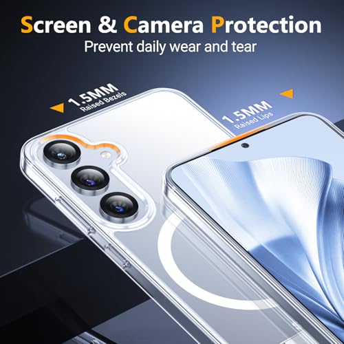 Image of SPIDERCASE Magnetic for Samsung Galaxy S25 Case, [3 Stand Ways][ Military Grade Drop Protection] with Invisible Stand Shockproof Slim Case for Samsung Galaxy S25 6.2 inch, Clear