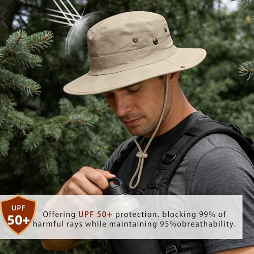 Image of Sun Hats for Men Women Boonie Hat Foldable Fishing Hat UPF 50+ Bucket Hat for Fishing Hiking Garden Safari Beach