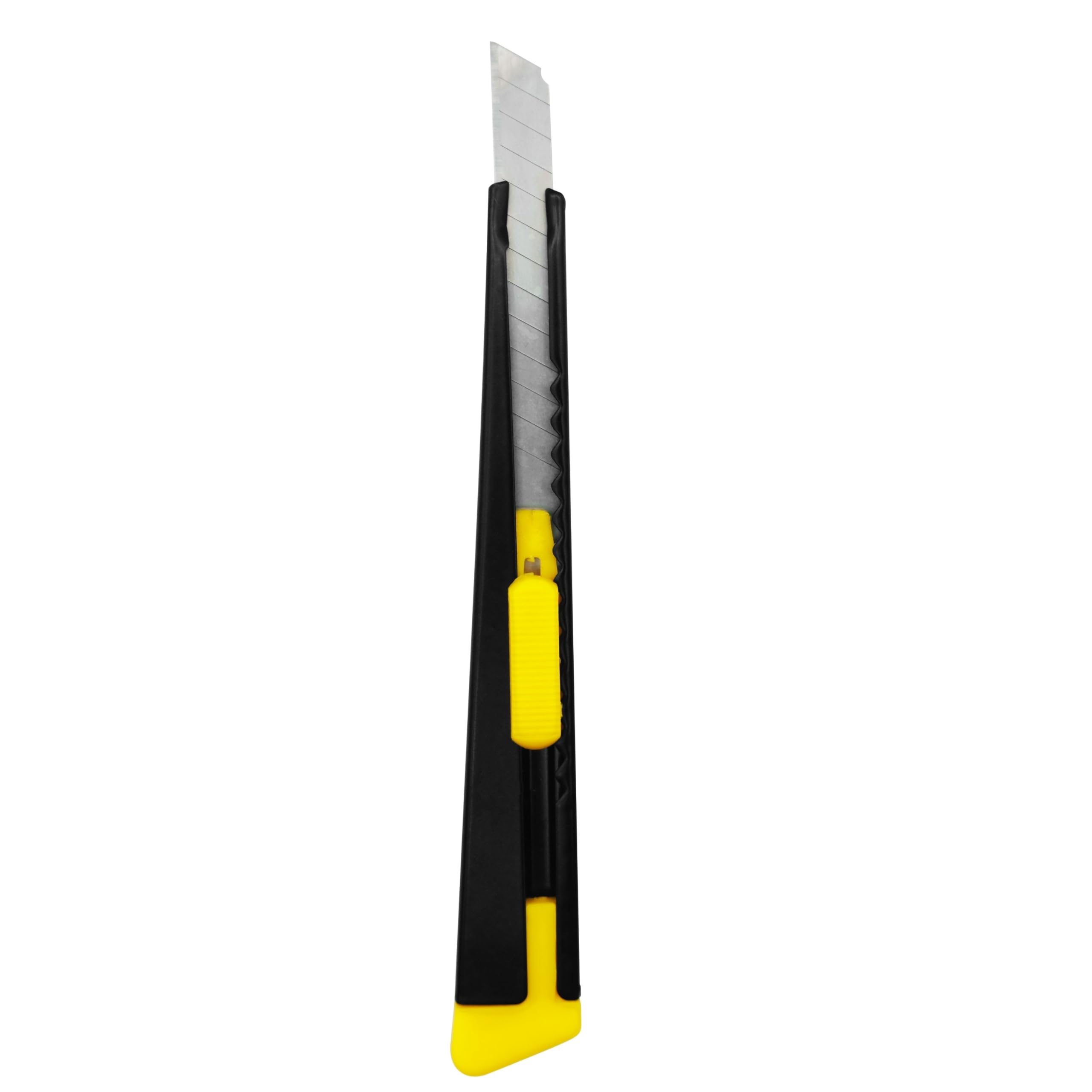 RAYLU PAPER - Cúter profesional metálico retráctil con cuchilla de 9 mm, Cutter universal ligero y resistente para trabajos de corte en almacén, manualidades y bricolaje en el hogar (Modelo 145)