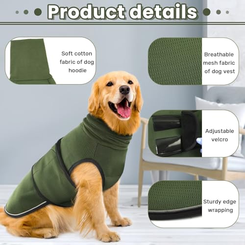 IECOii Dog Anxiety Calming Hoodie with Hood,Soft Dog Anxiety Vest,Dog Calming Vest,Breathable Dog Anxiety Jacket Vest Coat for Thunderstorms,Fireworks,Vet Visits,Travel,Dog Anxiety Shirt,Green,S - Image 4