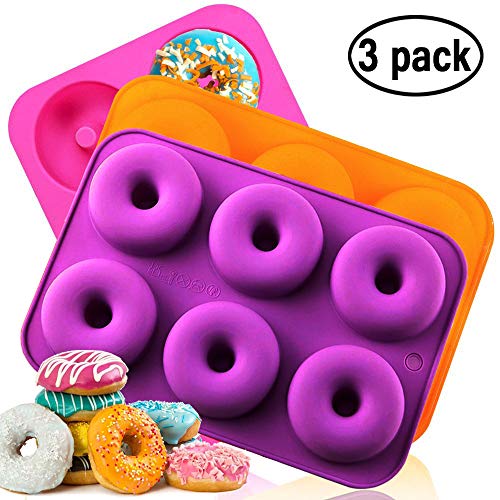 Moules à Donuts en Silicone, Moule pour Beignets Antiadhésif, Lave Vaisselle, Four, Four Micro Ondes, Coffre-fort pour Congélateur, BPA_free, Bake Full Shaped Donuts