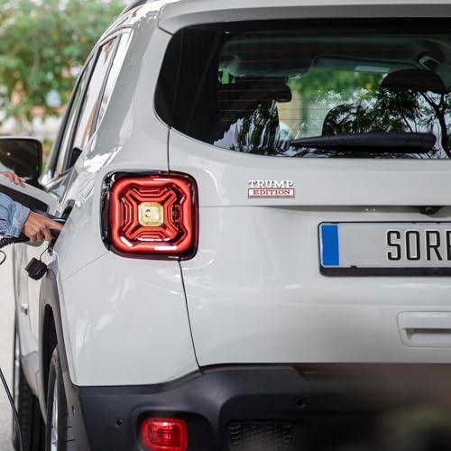 Image of 2 Pcs Trump Edition Emblem Trump Car Decal 2024 Trump Stickers 3D Metal Trump Decals for Universal Vehicle, Car Door, Truck, RV, SUV, Trunk, Motorcycle (Silver Red)