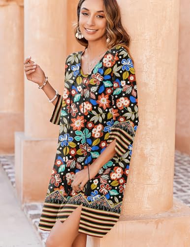Image of Zeagoo 3 /4 Mini Sundress Boho Cover Up