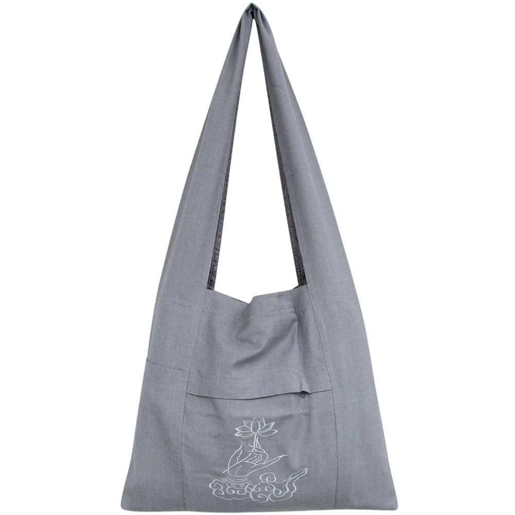 Luxylei Buddhist Monk Bag Embroidery Monk Shoulder Bag Meditation Monk Bag Large Capacity Buddhist Tote Bag Handbag with Long Handles
