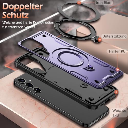 Image of for Samsung Galaxy S25 FE Case Magnetic with Stand, with Mag-Safe, with Screen Protector, Wireless Charging, Shockproof for Samsung S25 FE 5G Phone Case, Ring Holder Phone Cover, for Samsung S25 FE