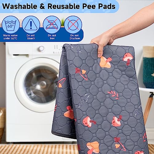 Image of Washable Pee Pads for Dogs, 2-Pack Reusable Dog Pads Large Non-Slip Dog Pee Pads, Waterproof & Extra-Absorbent Pet Training Pads for Puppy Playpen, Crate, Whelping Box, Potty Training, Grey, 48 inchx 48 inch
