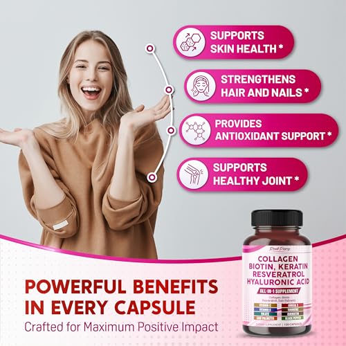 Collagen 12000mg Biotin 10,000mcg Resveratrol 3000mg Saw Palmetto 2000mg - Skin, Joint Health Support - Made in USA - Image 4