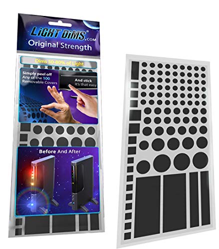 LightDims Original Strength - Light Dimming LED Covers / Light Dimming Sheets for Routers, Electronics and Appliances and More. Dims 50-80% of Light, in Retail Packaging.