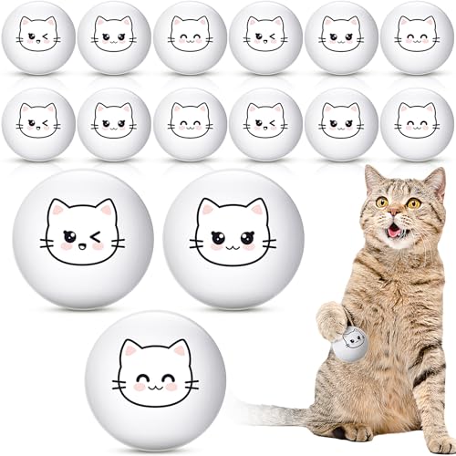 Soulchen 24 Pcs Cat Table Tennis Balls 40mm Novelty Table Tennis Balls Bouncy Cats Toys for Birthday Gift Outdoor Practice Pet Toys