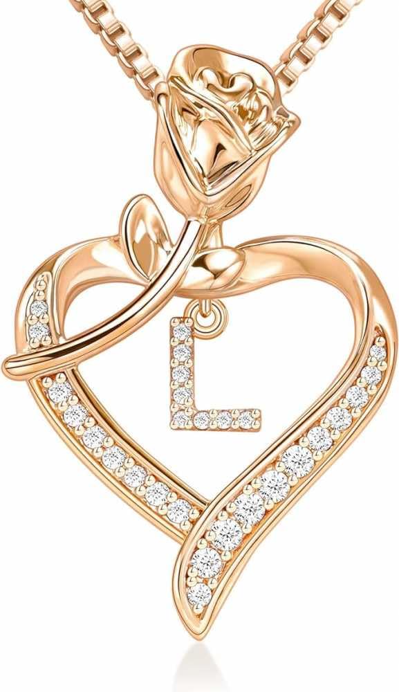 Bling Queen Womens Initial Alphabet Zirconia Flower Heart Pendant Necklace, Initial Pendant Necklace, Heart Letter Pendant, Alphabet Necklace, Letter Necklace, Custom Initial Necklace (Rose gold) (B0CT5Q8LVG) Amazon Price History, Amazon Price Tracker