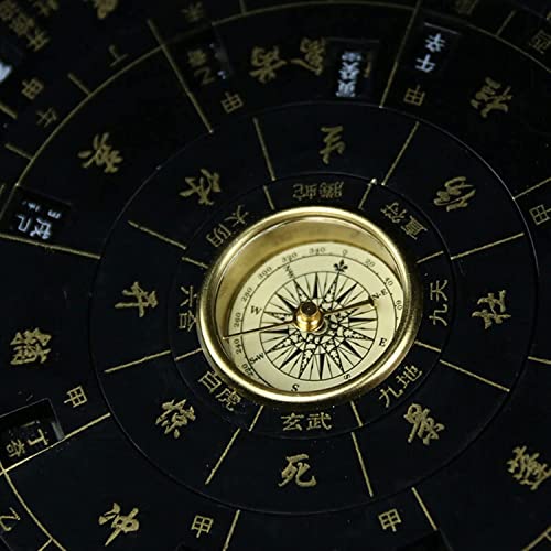 Brújula antigua china Luo Pan Feng Shui 13.1 cm diámetro miniatura 2