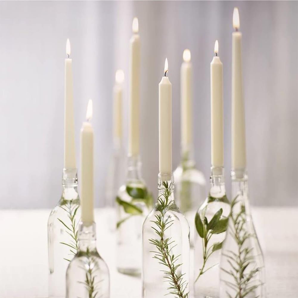 1Above Confezione da 50 candele affusolate | Non profumate – Candele a combustione lenta | Multiuso | Candele senza fumo (avorio)