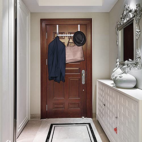 Yumore Over The Door Hooks, Sus304 Stainless Steel Heavy Duty Door Hanger For Coats Robes Hats Clothes Towels, Hanging Towel Rack Organizer, Easy Install Space Saving Bathroom Hooks, Brushed Finish #TOP5