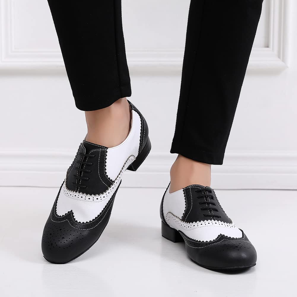 SWDZM Scarpe da Ballo Latino Americano Uomo per Salsa Tango Jazz Partito di Danza Scarpe Tacco Basso,Modello-L147