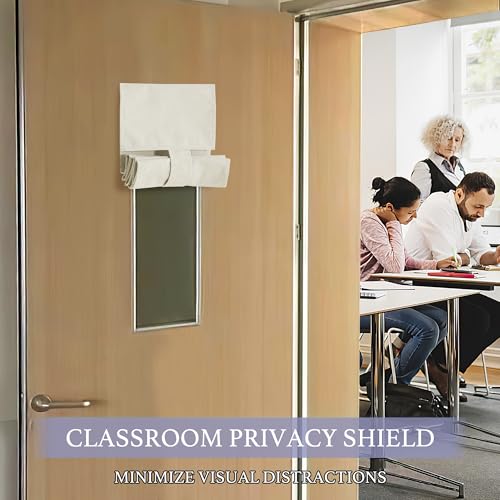 Image of RYB HOME Classroom Door Window Cover, 100% Blackout Shades for Classroom Windows and Doors Cover Lockdown Shades Blocks Views, W 8 x L 36 inch, Ivory, 1 Panel