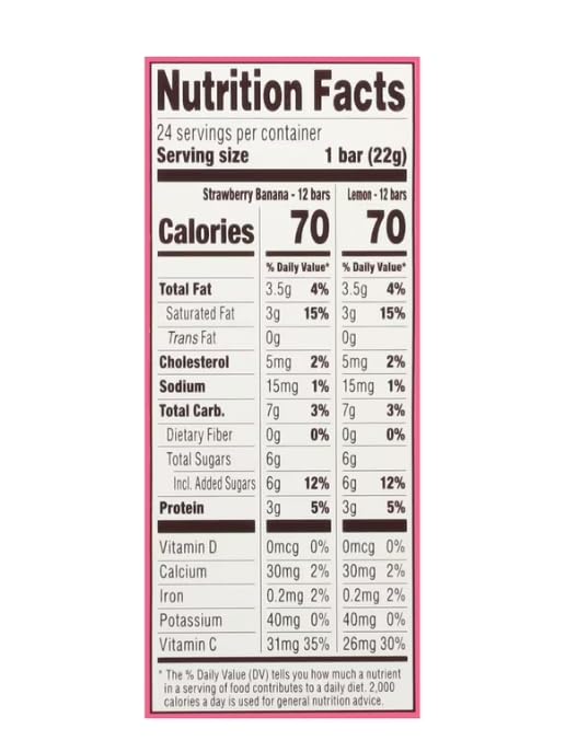 Greek Lemon & Strawberry Banana Yogurt Bars, Mini Bars Pack, 24 pk./0.78 oz.
