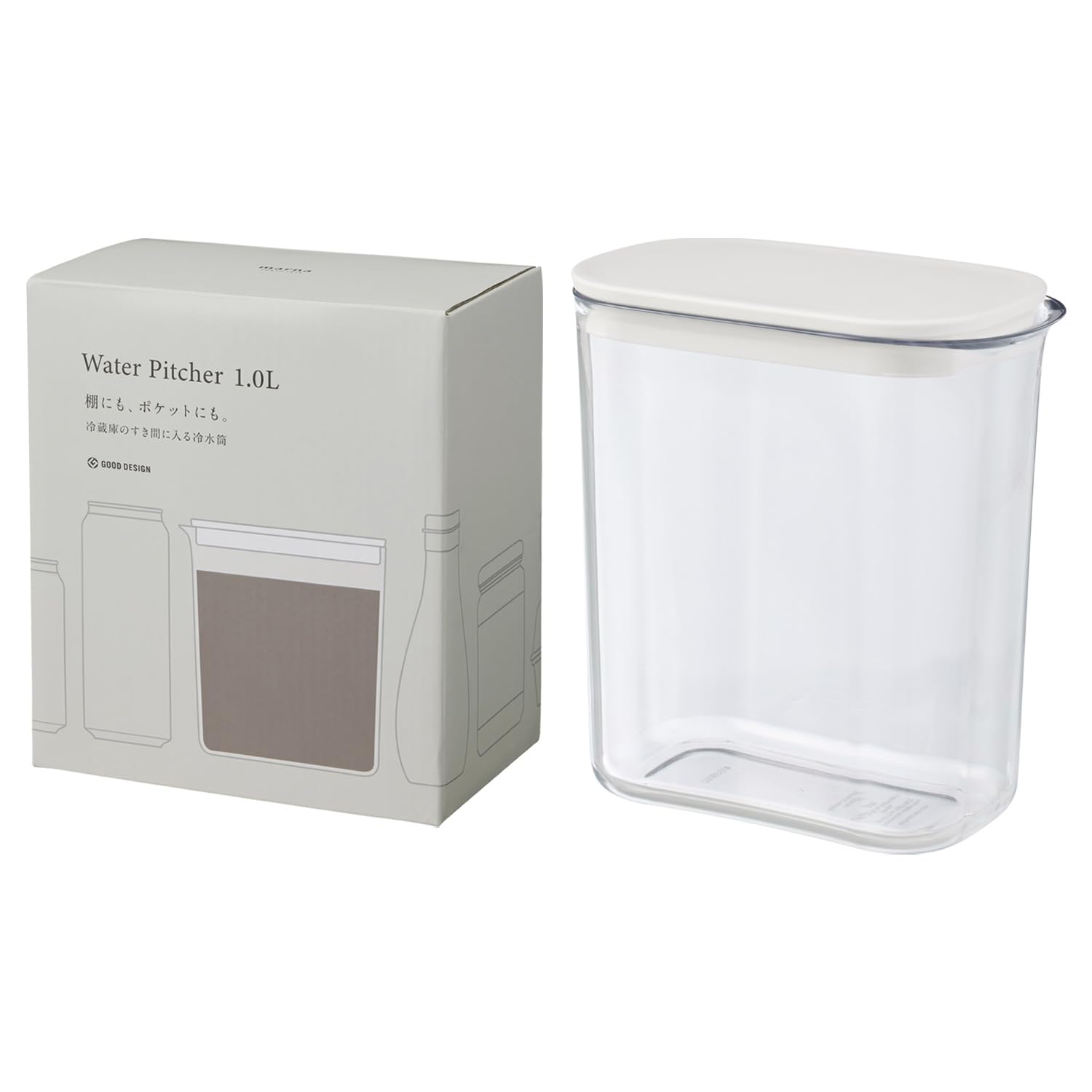Amazon｜マーナ (marna) ウォーターピッチャー 1L 冷蔵庫のすき間に