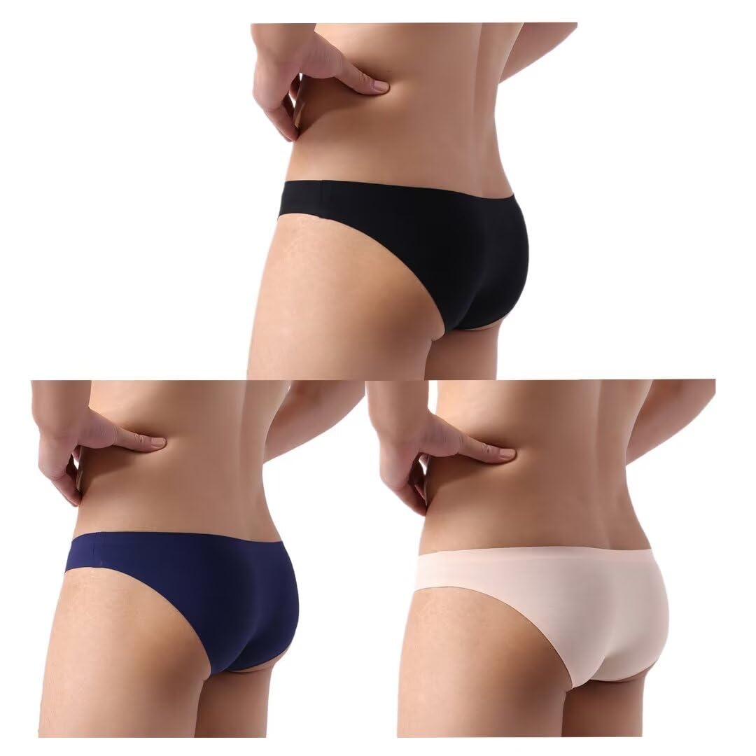 Perizoma Senza Cucure In Seta Di Ghiaccio Da Uomo Intimo Sexy U Slip A Marsupio Convesso Mutande A Va Bassa Mutandine Estive Lisce Da Uomo - Foto 8