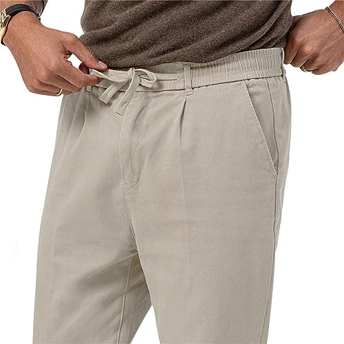 evzosrz Casual Pants for Men Business Dress Pants Straight Slim Fit Lightweight Trousers Drawstring Waist Golf Pant Pockets4