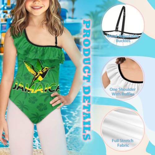 Image of Girls Swimsuit One Piece Ruffle Swimsuit Non-Slip Straps UPF 50+ for Girls Size 3-14 Years