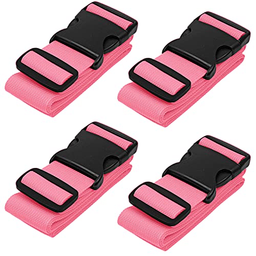BlueCosto Luggage Strap Suitcase Straps Belts Travel Accessories, 4-Pack, Pink