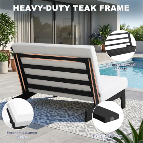 Image of Pia Ricoo 1-Piece Patio Furniture Set, Outdoor Loveseat with 4.5-Inch Thick Cushions, All-Weather Outdoor Sofa for Backyard, Deck, Lawn - Beige /Dark