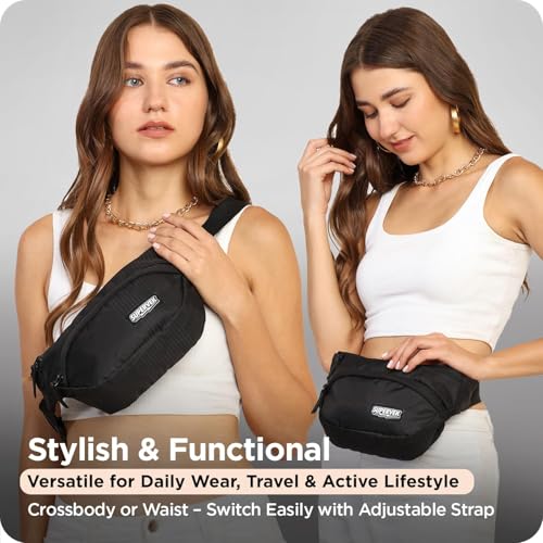 Supervek Mini Lightweight Water-Resistant Fanny Pack For Women & Men -Black - image 3