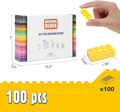 Miniatura 6 de Ladrillos de construcción clásicos, 100 piezas de bloques de construcción de 2 x 4, juguetes de construcción creativos STEM compatibles con todas