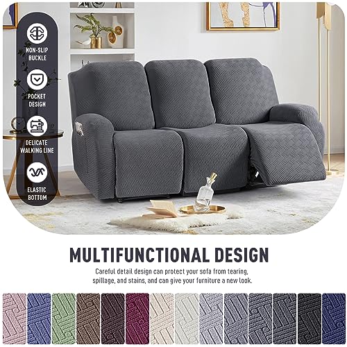 Kincam Recliner Covers, Stretch Reclining Chair Covers, Recliner Sofa Slipcovers Stripe Jacquard Recliner Couch Covers Furniture Protector Covers For Pet Kid thumb #3