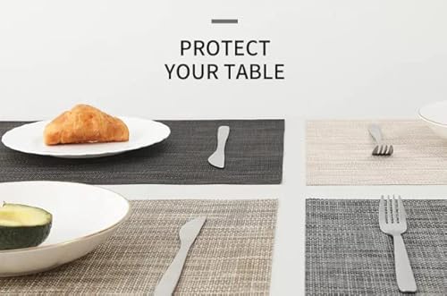 S Saepio Dining Table Placemats Set Of 6 , Washable Pvc Table Mats , Heat Resistant Table Cover , Place Mats For Table And Fancy Decor For Dinner Table And Kitchen Mat 18X12In (Beige) #TOP6