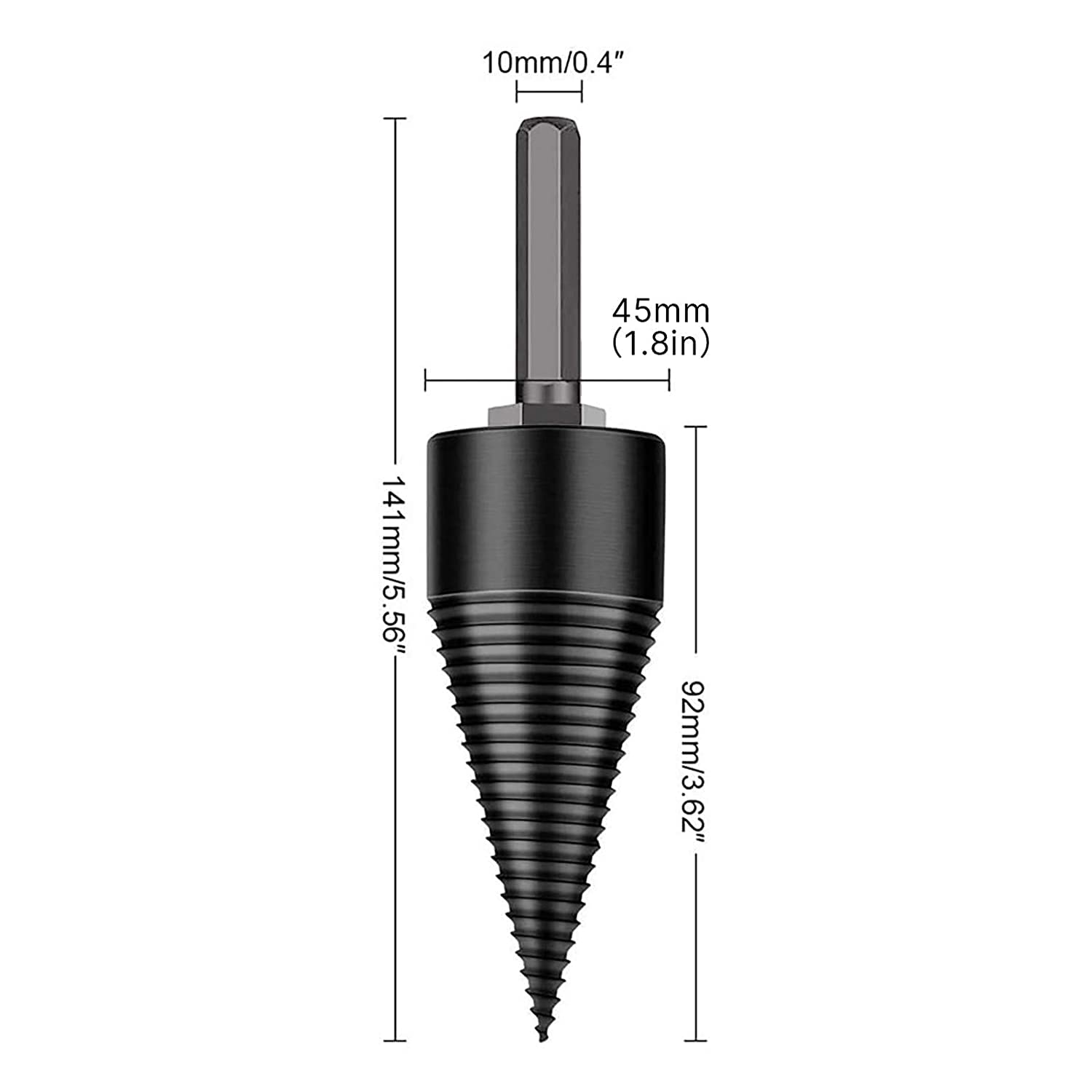 KINGGOO Łuparka do drewna 45 mm, bezpieczna łuparka do drewna (Hex+kwadratowy+Round), 1 sztuka