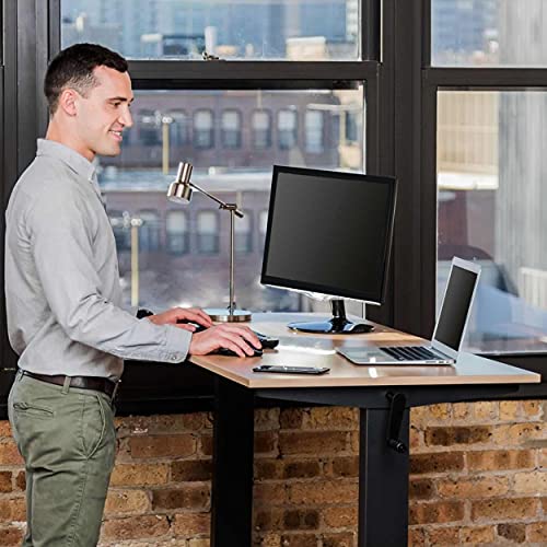 Stand Up Desk Store Crank Adjustable Height Rolling Standing Desk (Charcoal Frame/Natural Walnut Top, 56" Wide) #TOP2