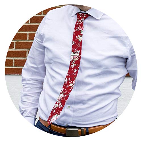 Image of Mantieqingway Floral Ties for Men Skinny Cotton Tie Flower Necktie