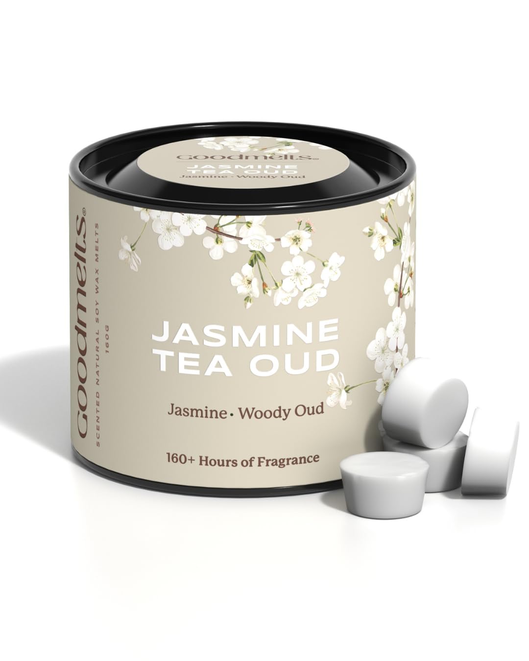 Jasmine Oud Scented Wax Melts | Jasmine Tea & Woody Oudh Fragrance | Natural Soy Wax, Vegan, Essential Oil Infused | 160-200 Hrs Scent Time | Safe, Smoke-Free, Easy to Use