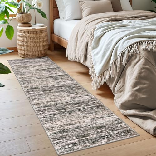 2x6 Brown Green Black White Modern Abstract Runner Rug for Hallways, Super Soft Hallway Decor Kitchen Rugs with Non-Slip, Non-Shedding Washable Rug for Entryway Bedroom Indoor