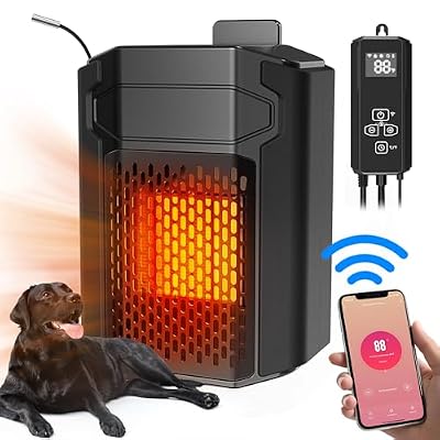 Dog House Heater with Thermostat APP WIFI Control, 500W Dog House Heaters for Outside Doghouse kennel Chicken Coop, Outdoor Pet House Heater with 6.5FT External Temperature Probe&Adjustable Temp Timer