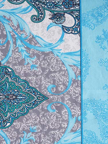 Image of Swayam Pure Cotton Single Bedsheet with 1 Pillow Covers | Size 60 x 90 inch | 160 TC | Ethnic Motifs Design | Soft Breathable Bed Sheet | Comfortable & Durable for Bedroom - Blue