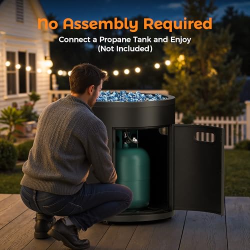 BALI OUTDOORS 50,000 BTU Propane Fire Pit Outside, 23 inch Outdoor Fire Pit Round, Black Firepits for Outside Patio, Garden, Backyard
